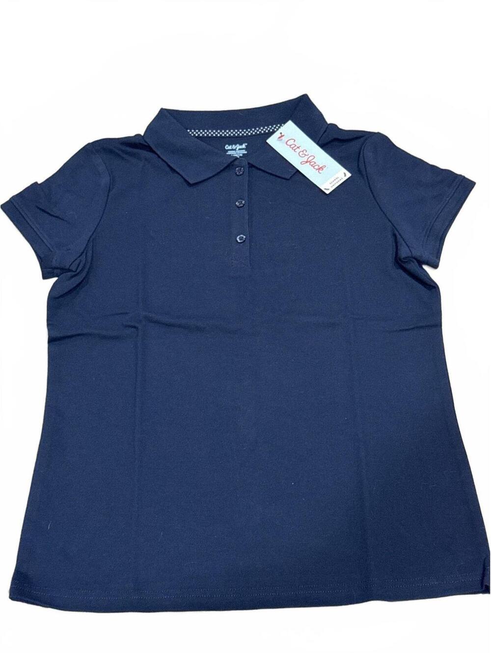 Cat & Jack Girls School Uniform Polo Shirt Navy Size L 10/12 Plus NWT